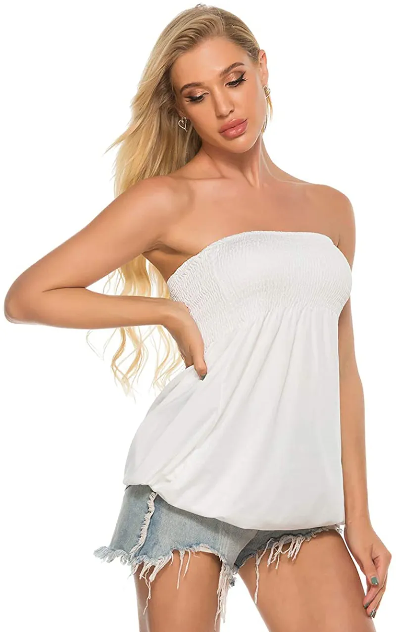 Womens Holiday Strapless Pleated Tube Top Shirt Halter Twisted Tank Top Blouse