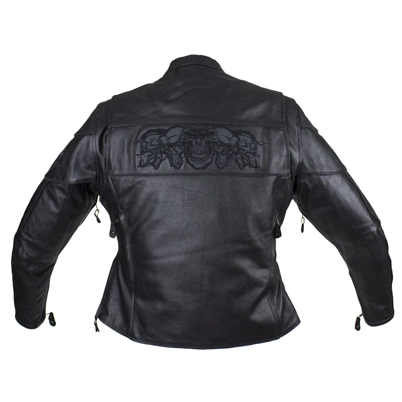 Womens Motorcycle Jacket With Reflective Skulls