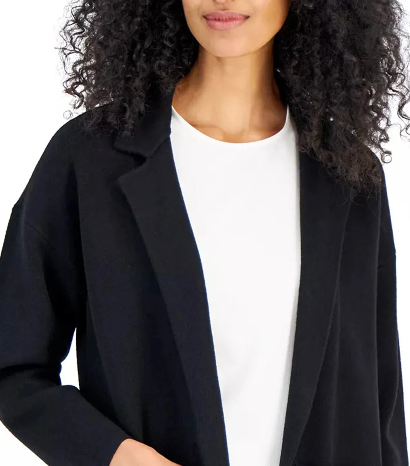 Women's Notched-Collar Long Sleeve Sweater Blazer Anne Black