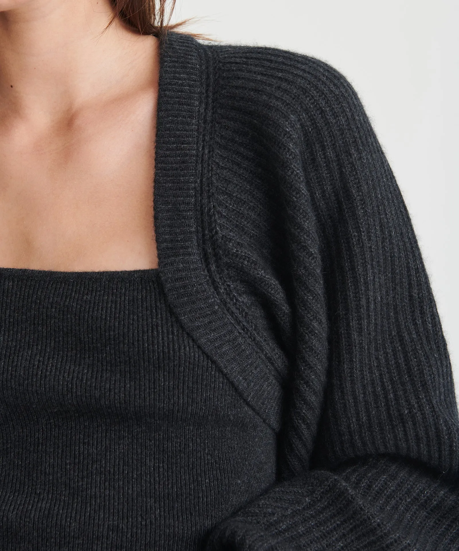 Wool Cashmere Fisherman Layered Sweater