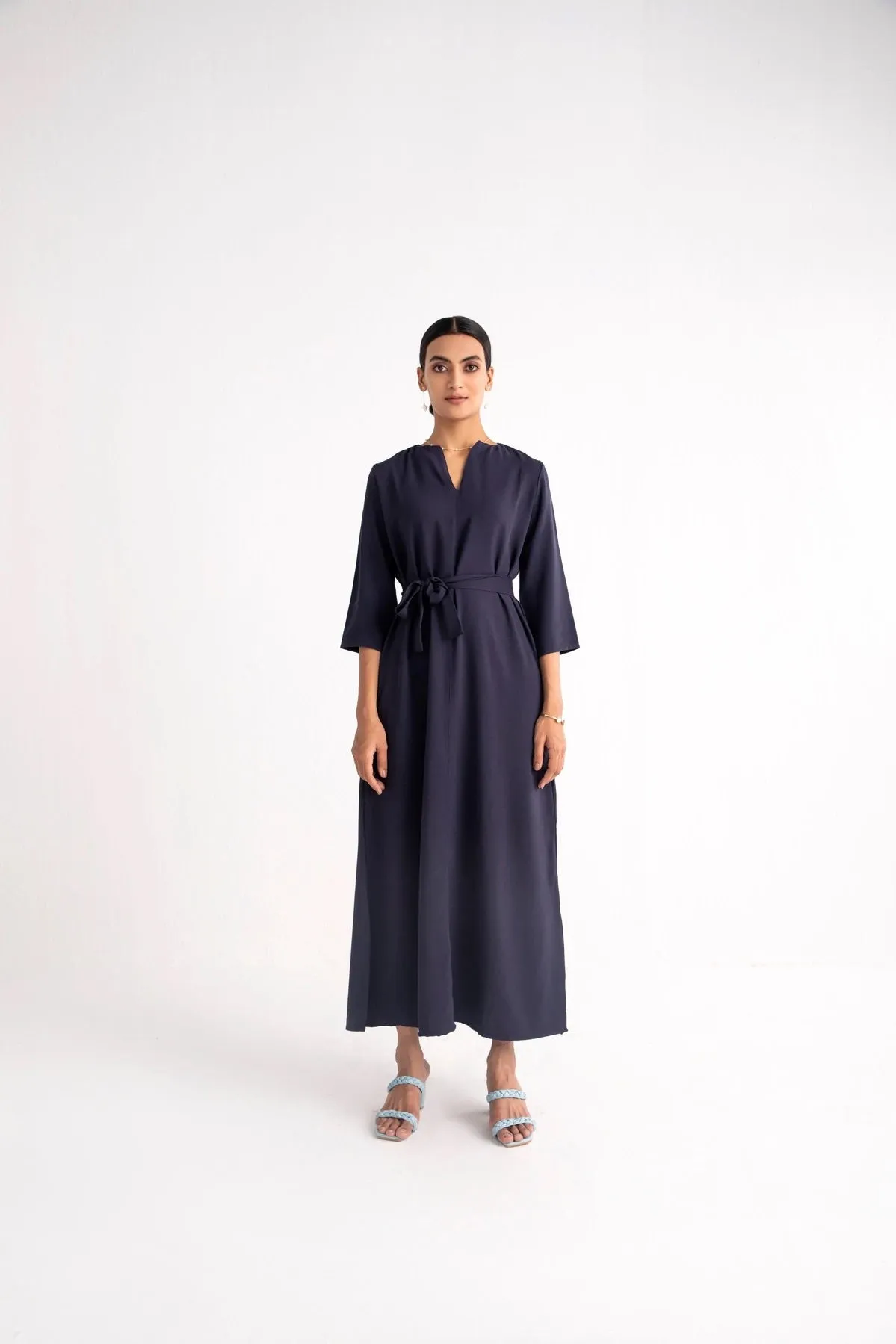 Workwear Blue Belted Maxi Dress