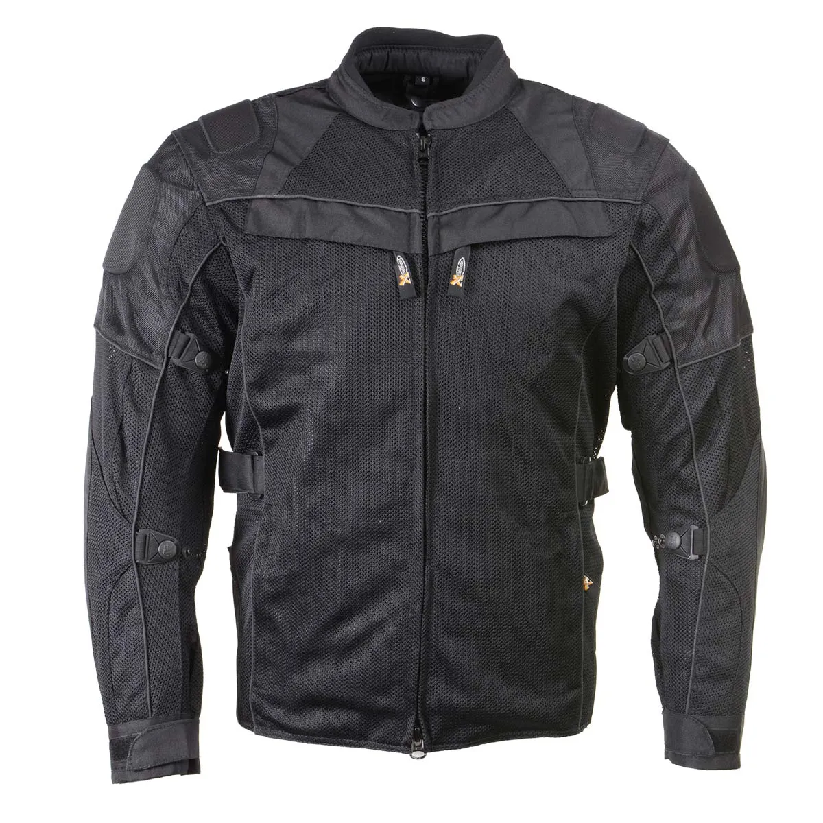 Xelement XS8160 Men's 'Shadow' All Season Black Tri-Tex and Mesh Motorcycle Rider Jacket with X-Armor Protection