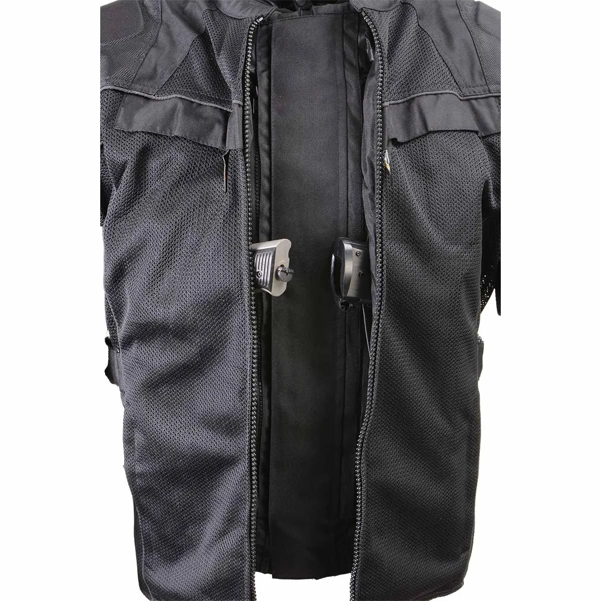 Xelement XS8160 Men's 'Shadow' All Season Black Tri-Tex and Mesh Motorcycle Rider Jacket with X-Armor Protection