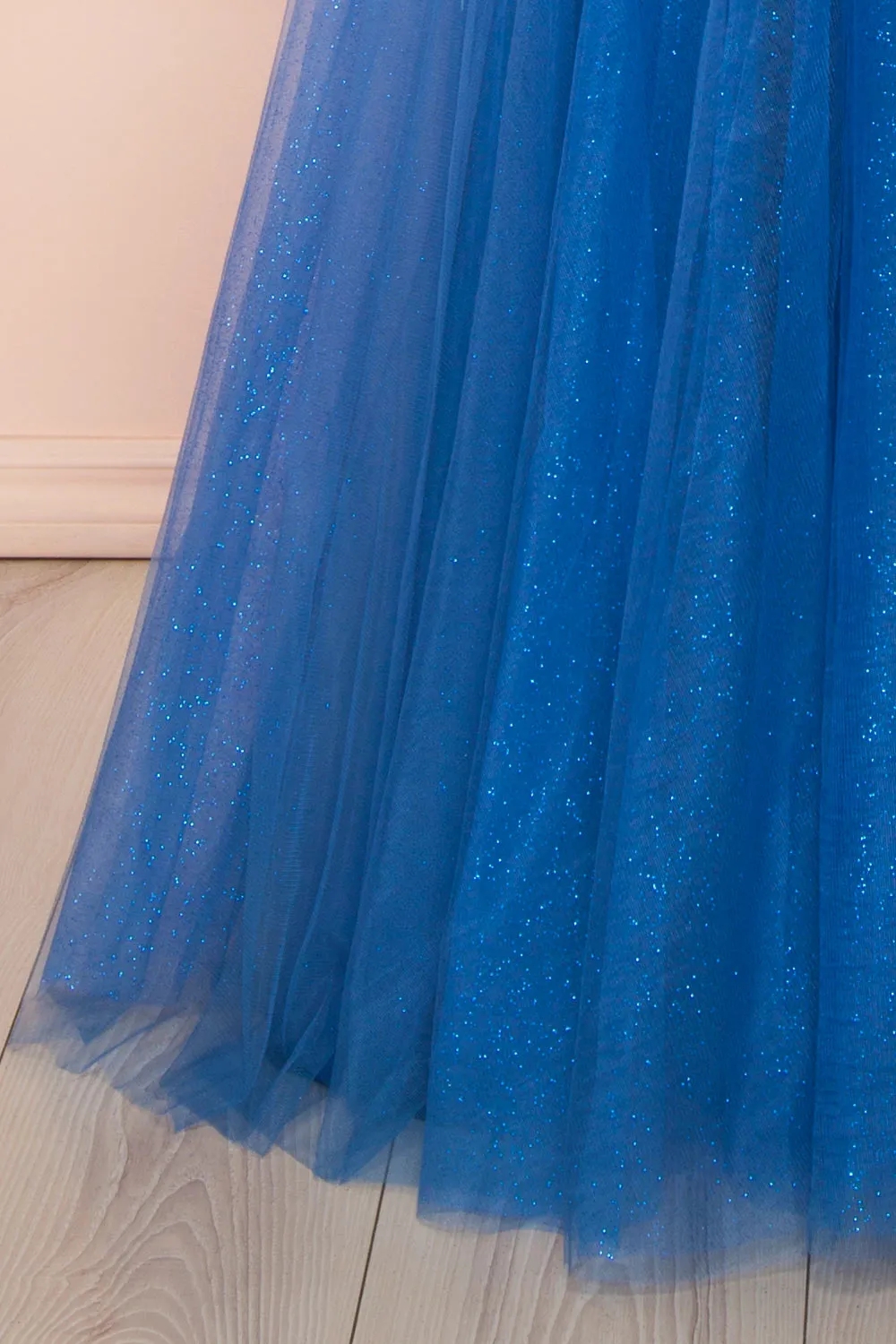 Yeji Blue | Sparkly Maxi Dress w/ Embroidered Bodice