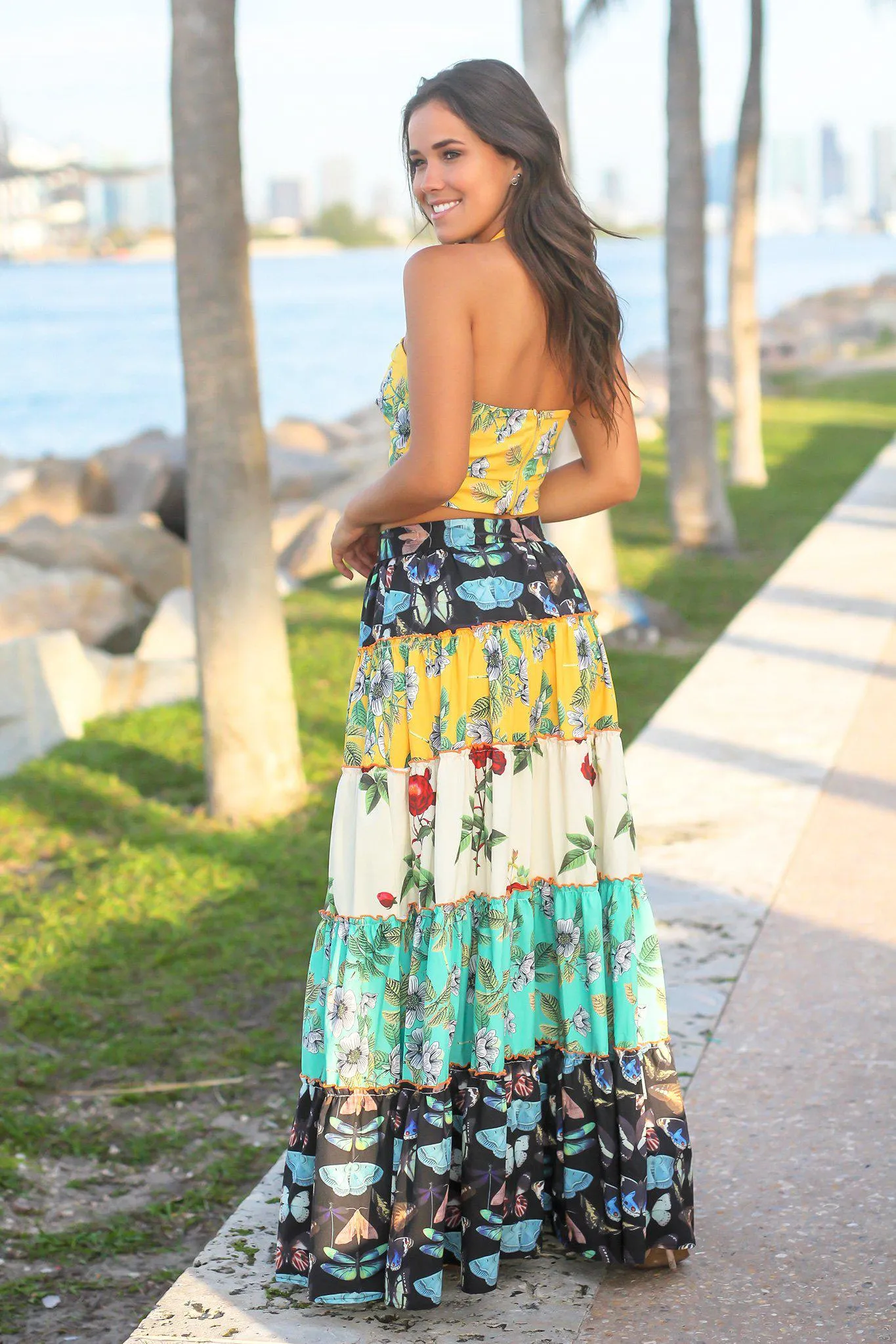 Yellow Floral Two Piece Set