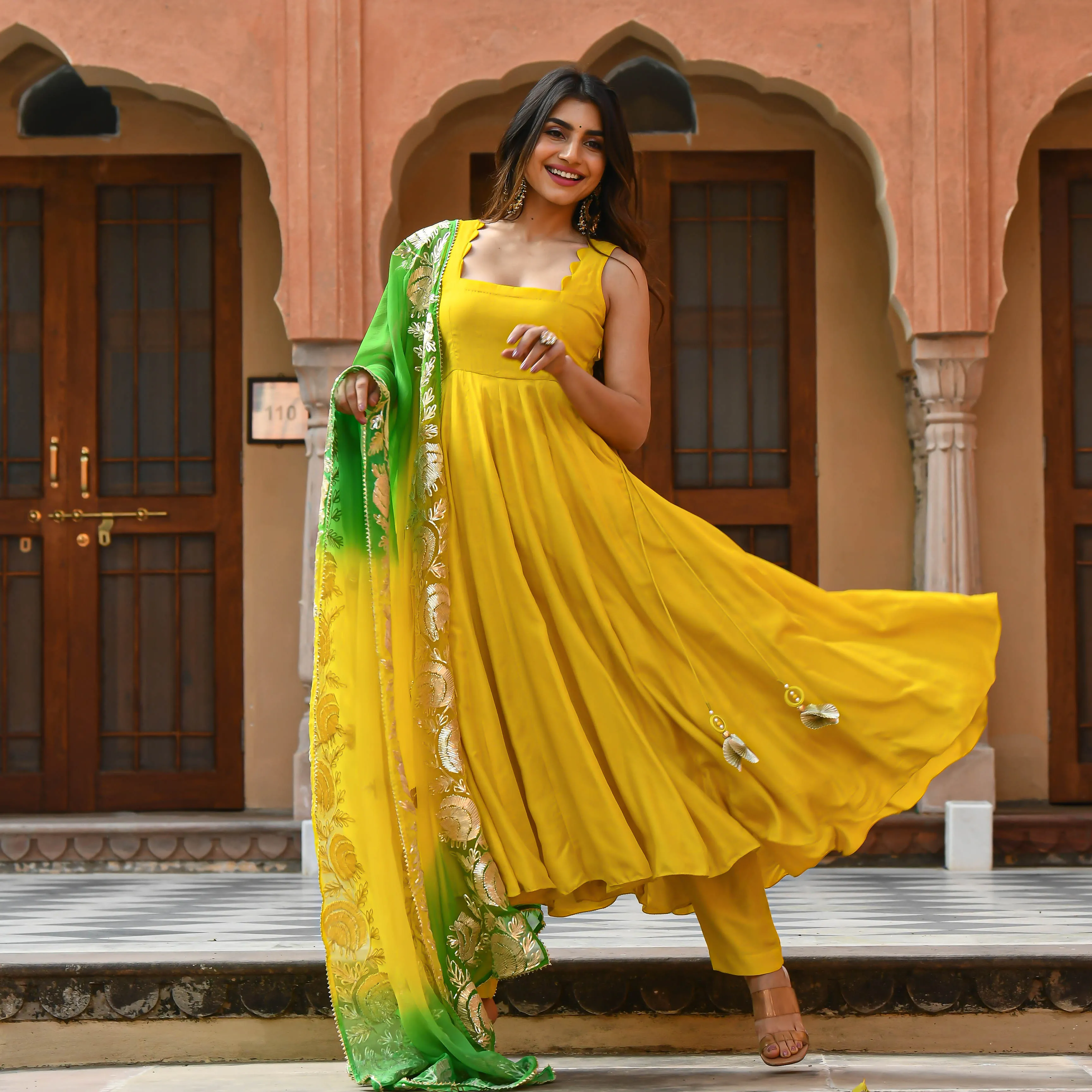 Yellow Green Shades Salwar Suit