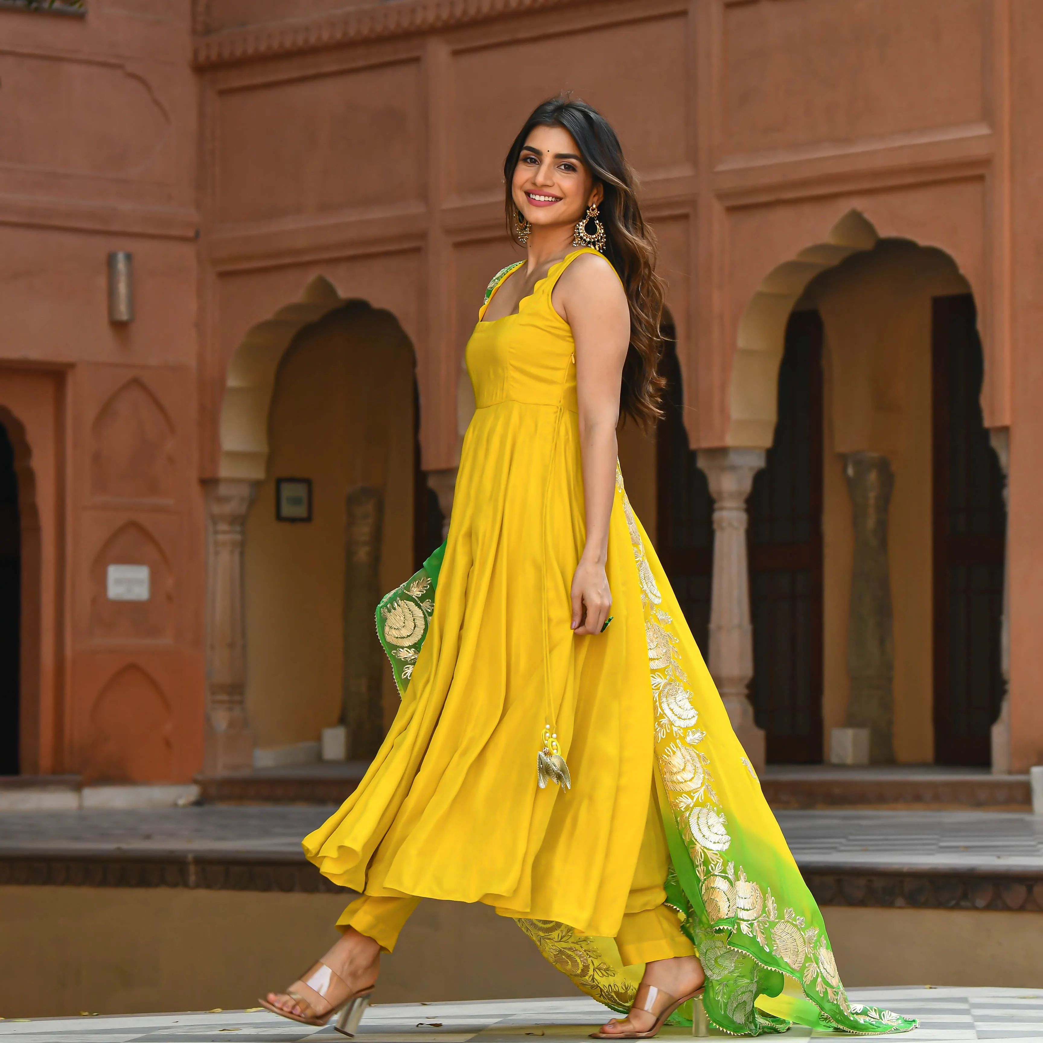 Yellow Green Shades Salwar Suit