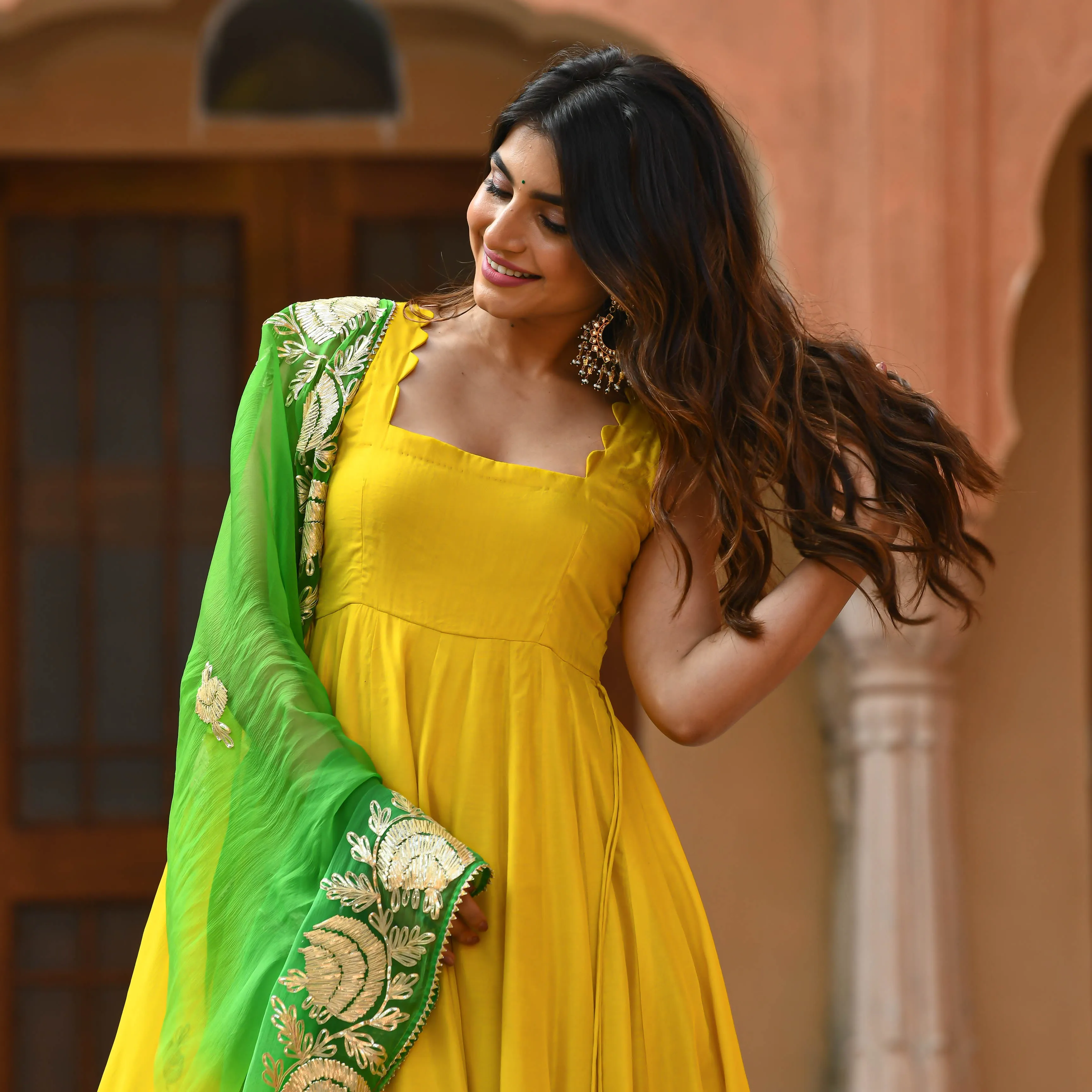 Yellow Green Shades Salwar Suit