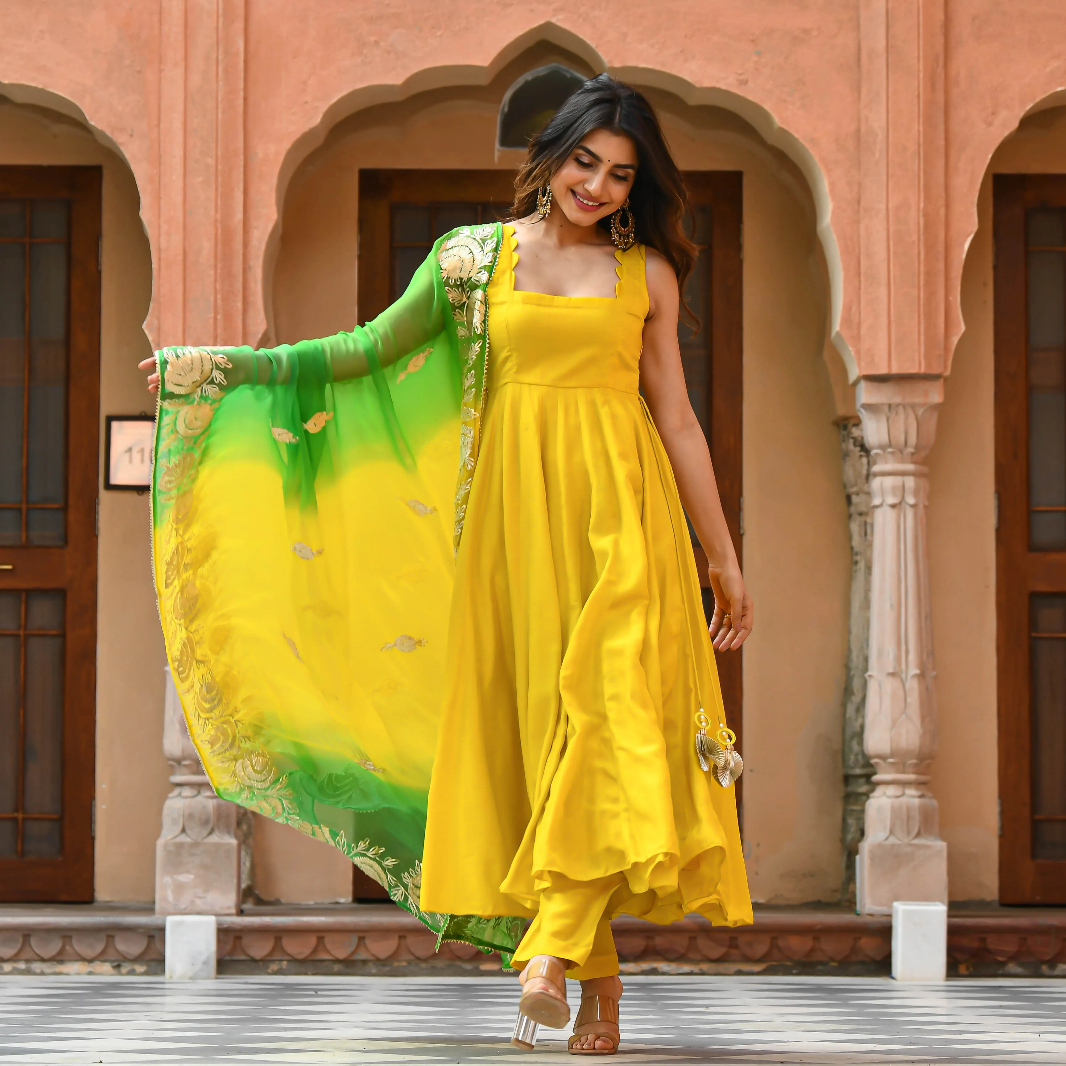 Yellow Green Shades Salwar Suit