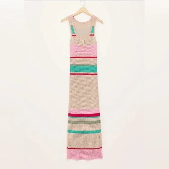 Z Supply Ibiza Stripe Crochet Sweater Maxi Dress