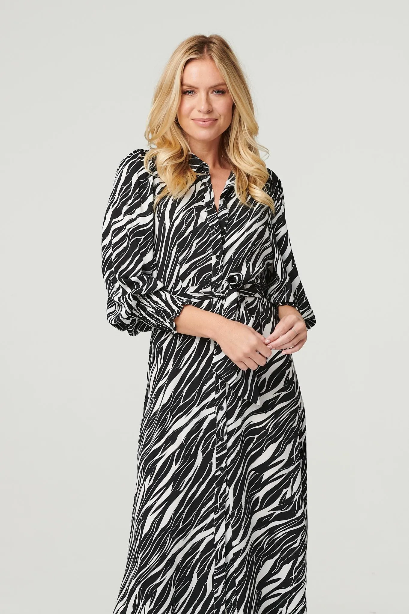 Zebra Print Puff Sleeve Dress