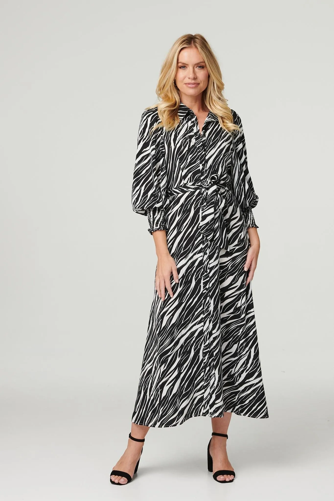 Zebra Print Puff Sleeve Dress