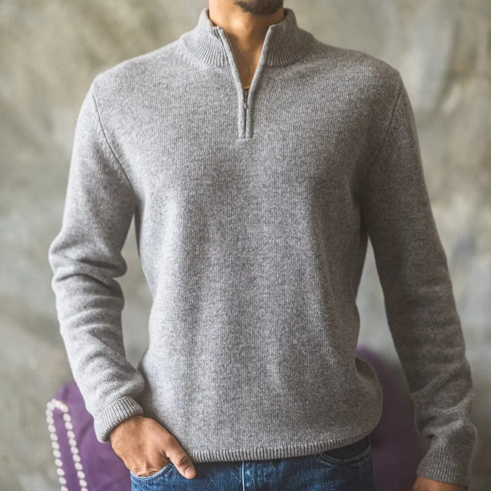 Zip Neck Sweater - Grey