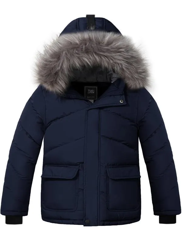 ZSHOW Boy's Hooded Puffer Jacket Thick Padded Winter Coat Windproof Parka