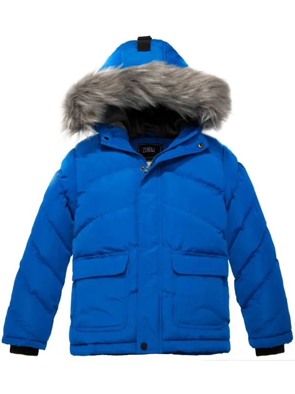 ZSHOW Boy's Hooded Puffer Jacket Thick Padded Winter Coat Windproof Parka